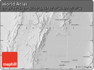 Physical Map of the Area around 23° 33' 11" S, 66° 13' 29" W