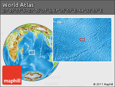 Physical Location Map of the Area around 23° 33' 11" S, 68° 4' 29" E