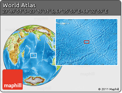 Physical Location Map of the Area around 23° 33' 11" S, 68° 4' 29" E