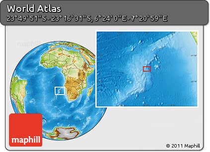 Physical Location Map of the Area around 23° 33' 11" S, 6° 52' 30" E