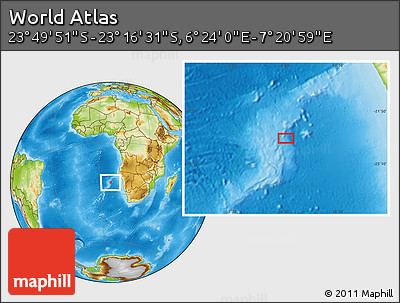 Physical Location Map of the Area around 23° 33' 11" S, 6° 52' 30" E