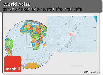 Political Location Map of the Area around 23° 33' 11" S, 6° 52' 30" E