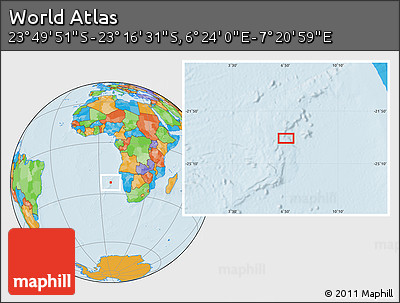 Political Location Map of the Area around 23° 33' 11" S, 6° 52' 30" E
