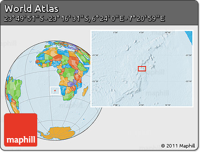 Political Location Map of the Area around 23° 33' 11" S, 6° 52' 30" E