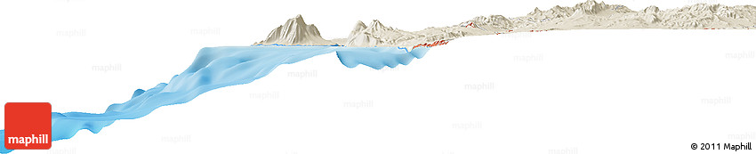 Shaded Relief Horizon Map of the Area around 23° 33' 11" S, 70° 28' 29" W