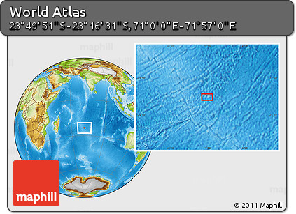 Physical Location Map of the Area around 23° 33' 11" S, 71° 28' 29" E