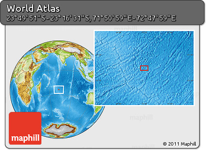Physical Location Map of the Area around 23° 33' 11" S, 72° 19' 29" E