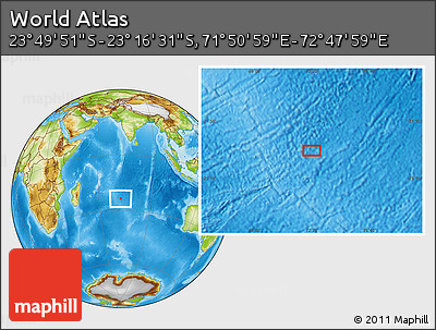 Physical Location Map of the Area around 23° 33' 11" S, 72° 19' 29" E