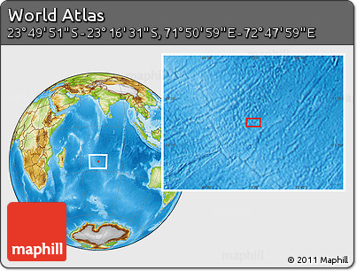 Physical Location Map of the Area around 23° 33' 11" S, 72° 19' 29" E