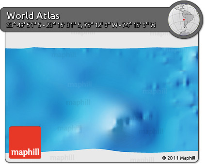 Physical 3D Map of the Area around 23° 33' 11" S, 74° 43' 29" W