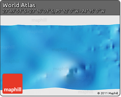 Physical 3D Map of the Area around 23° 33' 11" S, 74° 43' 29" W