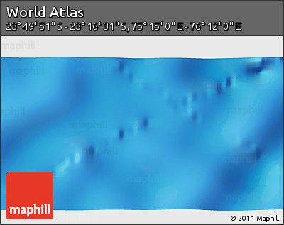 Physical 3D Map of the Area around 23° 33' 11" S, 75° 43' 29" E