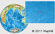 Physical Location Map of the area around 23° 33' 11" S, 78° 16' 30" E