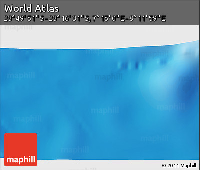 Physical 3D Map of the Area around 23° 33' 11" S, 7° 43' 29" E