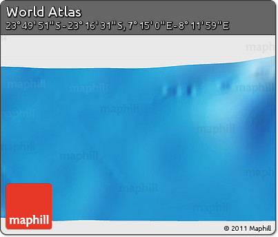 Physical 3D Map of the Area around 23° 33' 11" S, 7° 43' 29" E