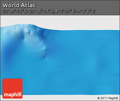 Physical 3D Map of the Area around 23° 33' 11" S, 8° 34' 29" E