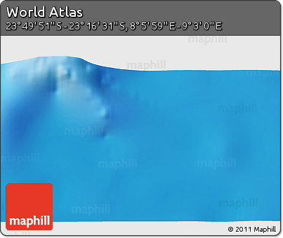 Physical 3D Map of the Area around 23° 33' 11" S, 8° 34' 29" E
