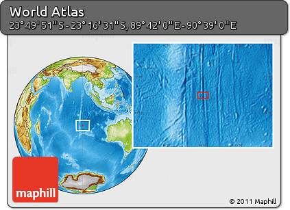 Physical Location Map of the Area around 23° 33' 11" S, 90° 10' 30" E