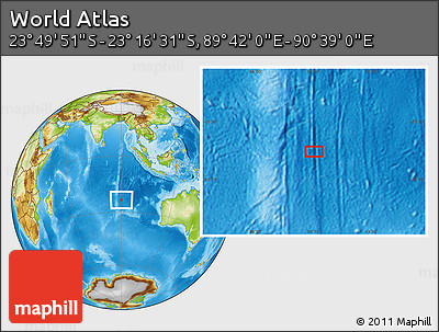 Physical Location Map of the Area around 23° 33' 11" S, 90° 10' 30" E