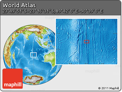Physical Location Map of the Area around 23° 33' 11" S, 90° 10' 30" E