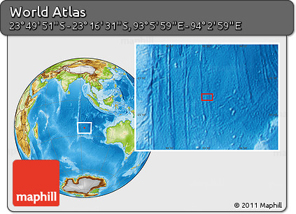 Physical Location Map of the Area around 23° 33' 11" S, 93° 34' 29" E