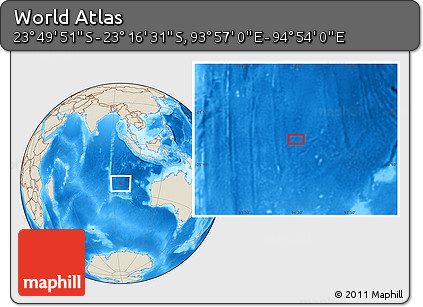 Shaded Relief Location Map of the Area around 23° 33' 11" S, 94° 25' 30" E