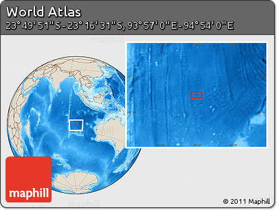 Shaded Relief Location Map of the Area around 23° 33' 11" S, 94° 25' 30" E