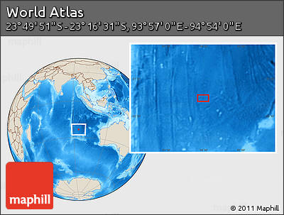 Shaded Relief Location Map of the Area around 23° 33' 11" S, 94° 25' 30" E