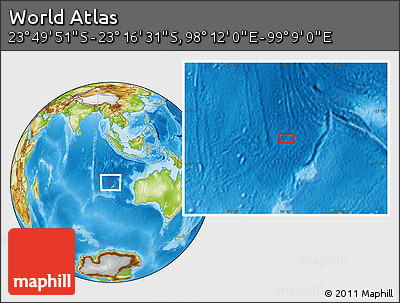 Physical Location Map of the Area around 23° 33' 11" S, 98° 40' 30" E