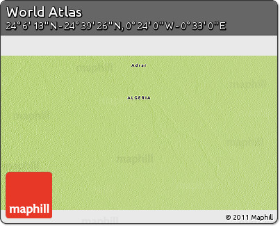 Physical 3D Map of the Area around 24° 22' 49" N, 0° 4' 30" E