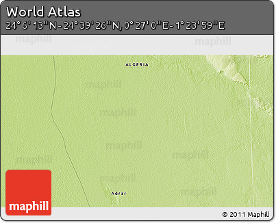 Physical 3D Map of the Area around 24° 22' 49" N, 0° 55' 29" E