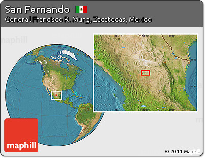 Satellite Location Map of San Fernando