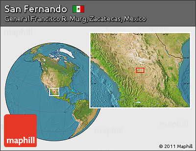Satellite Location Map of San Fernando