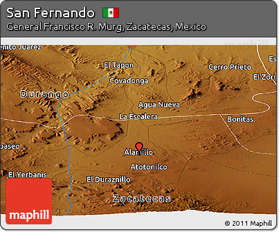 Physical Panoramic Map of San Fernando