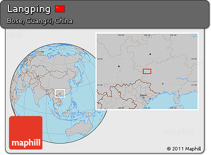 Gray Location Map of Langping