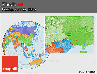 Political Location Map of Zheda