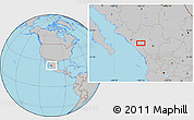 Gray Location Map of the area around 24° 22' 49" N, 106° 10' 30" W