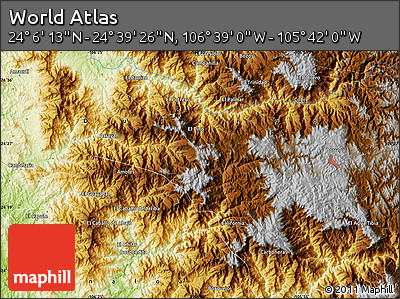 Physical Map of the Area around 24° 22' 49" N, 106° 10' 30" W