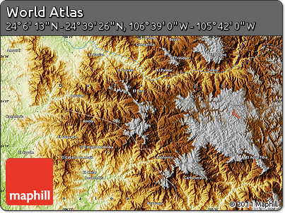 Physical Map of the Area around 24° 22' 49" N, 106° 10' 30" W