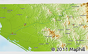 Physical 3D Map of the area around 24° 22' 49" N, 107° 1' 30" W