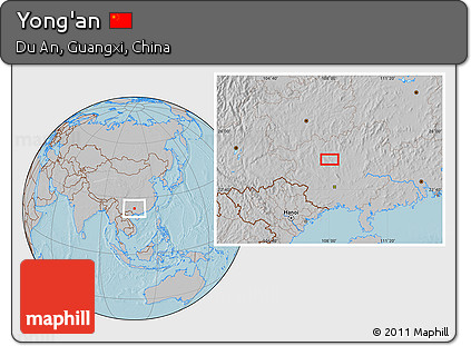 Gray Location Map of Yong'an, hill shading
