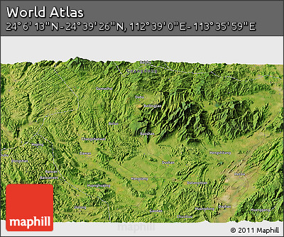 Satellite 3D Map of the Area around 24° 22' 49" N, 113° 7' 30" E