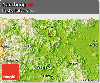 Physical 3D Map of Nanchong