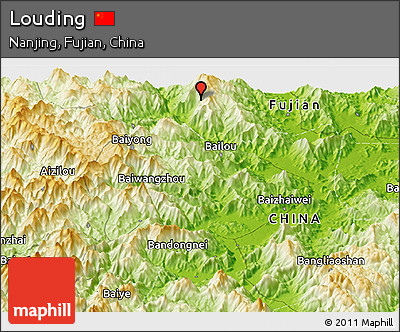 Physical Panoramic Map of Louding