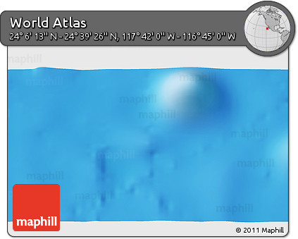 Physical 3D Map of the Area around 24° 22' 49" N, 117° 13' 29" W