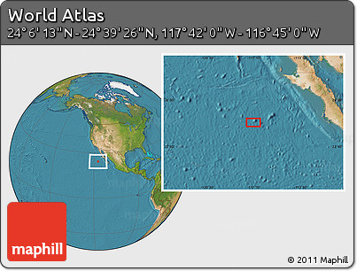 Satellite Location Map of the Area around 24° 22' 49" N, 117° 13' 29" W
