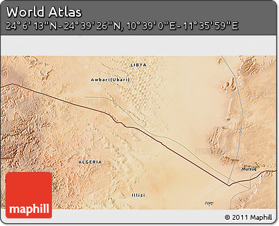 Satellite 3D Map of the Area around 24° 22' 49" N, 11° 7' 30" E