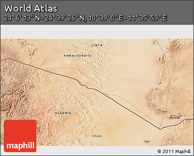 Satellite 3D Map of the Area around 24° 22' 49" N, 11° 7' 30" E