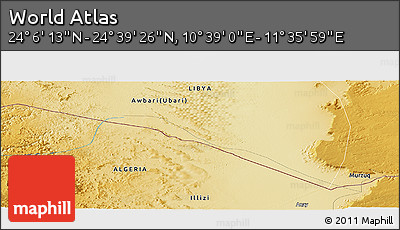 Physical Panoramic Map of the Area around 24° 22' 49" N, 11° 7' 30" E