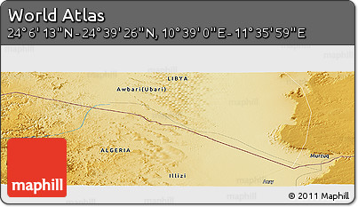 Physical Panoramic Map of the Area around 24° 22' 49" N, 11° 7' 30" E